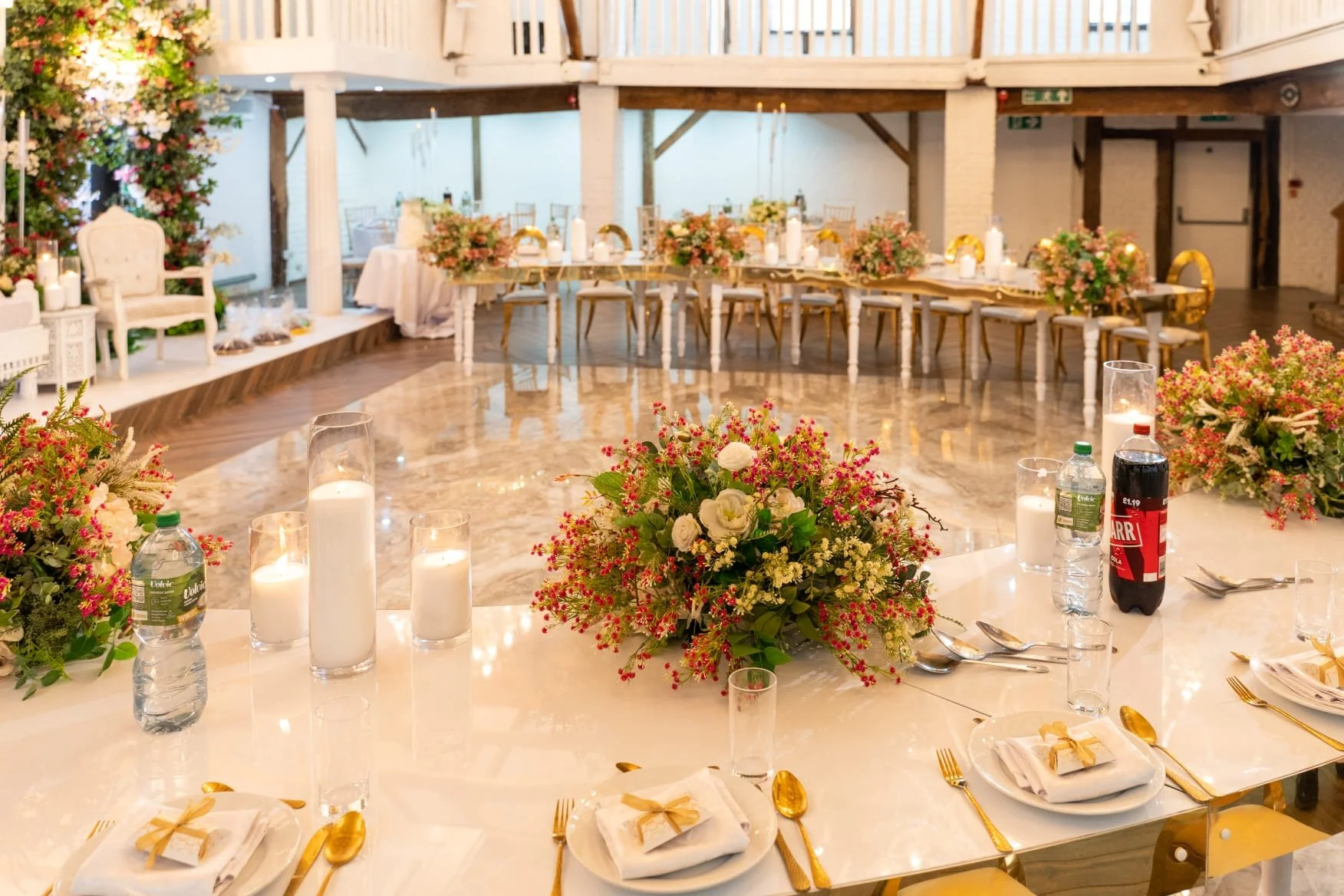 Wedding reception dressed with flowers at The Courtyard